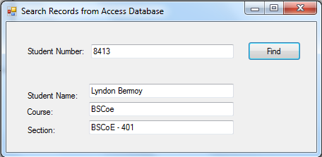 visual studio access database example